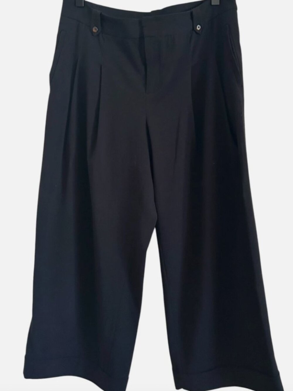 Anthropologie Elevenses Black Wide-Leg Pleated Culottes Style Pants Size 6